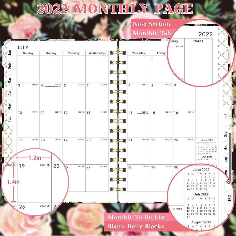 Photo 3 of 2022 Planner - Planner 2022 with Weekly & Monthly Spreads, Jan 2022 - Dec 2022, 6.3" × 8.4", Twin-Wire Binding, Round Corner, Inner Pocket, Tabs
