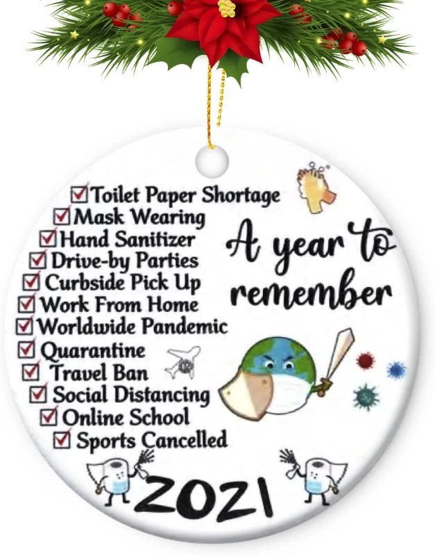 Photo 1 of ** PACK OF 2 *** 2021 Christmas Ornament Double-Sided for Tree Decoration 2021 Quarantine Funny for Holiday Christmas Hanging Decor Home Gifts Holiday Decorations Christmas Decoration Clearance Ornament (S)
