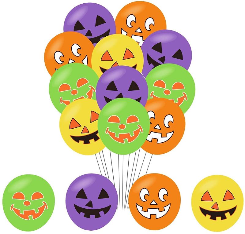 Photo 1 of **5 PACK** Chilfamy Ghost Balloons Set, 40pcs Ghost Pumpkin Theme Orange Purple Green Yellow Balloons Garland for Room Decors, Haunted House Party Decorations
