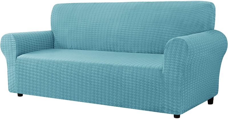 Photo 1 of CHUN YI Stretch Houndstooth Couch Cover Suitable for Armchair Loveseat Sofa, Cushion Seat Slipcover with Spandex Swallow Gird Universal Fabric, Small, Smoky Blue
