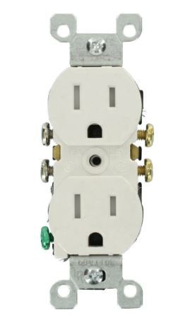 Photo 1 of 15 Amp Tamper-Resistant Duplex Outlet, White (10-Pack)
