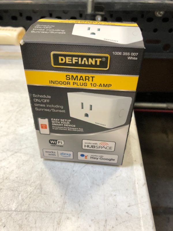 Photo 3 of 10 Amp 120-Volt Smart Hubspace Wi-Fi Bluetooth Plug with Single Outlet Works with Amazon Alexa and Google Assistant
