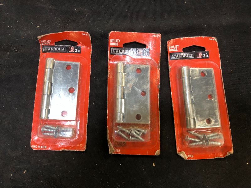 Photo 1 of 3 in. Zinc Plated Broad Utility Hinge 3 Pack