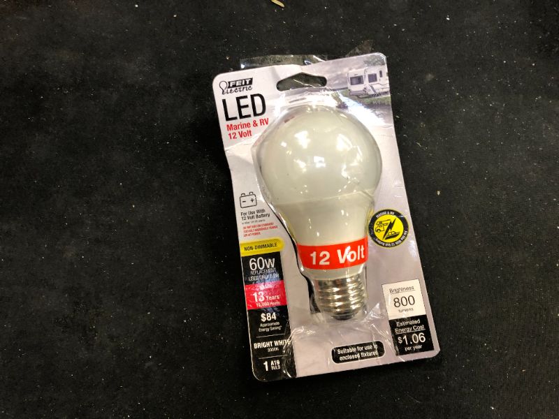 Photo 1 of Feit Electric BOM60930CALED12 A19 LED Bulb, 10.5 Watts, 12 Volts