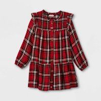 Photo 1 of Girls' Plaid Woven Long Sleeve Dress - Cat & Jack