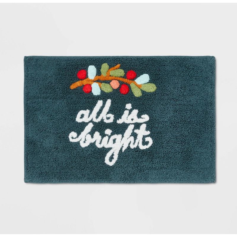 Photo 1 of 17"x24" All Is Bright Holiday Bath Rug - Threshold™---ITEM IS DIRTY---
