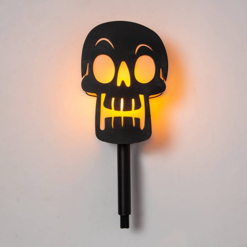 Photo 1 of 1ct LED Flame Effect Skull Battery Operated Halloween Novelty Path Stake Light - Hyde & EEK! Boutique™
