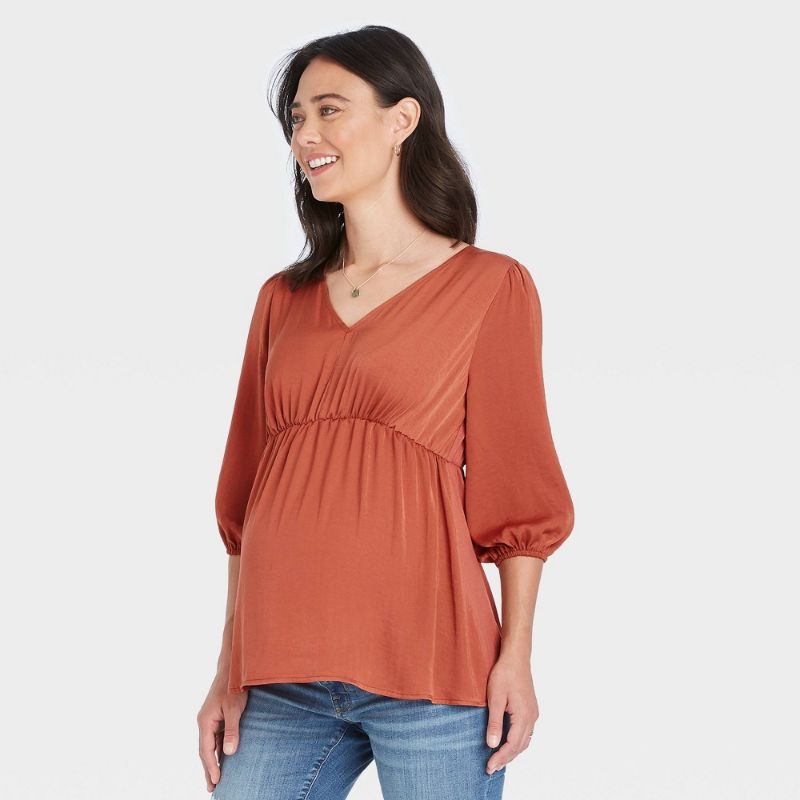 Photo 1 of 3/4 Sleeve Knit Woven Maternity Blouse - Isabel Maternity by Ingrid & Isabel™ Size: XXL
