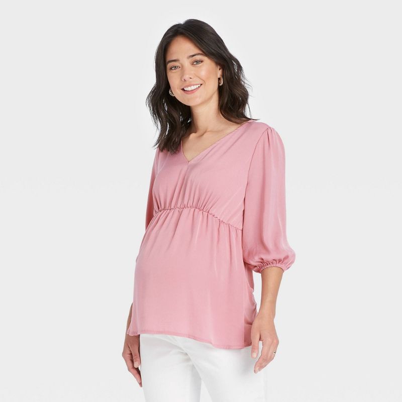Photo 1 of 3/4 Sleeve Knit Woven Maternity Blouse - Isabel Maternity by Ingrid & Isabel™ Size: XL

