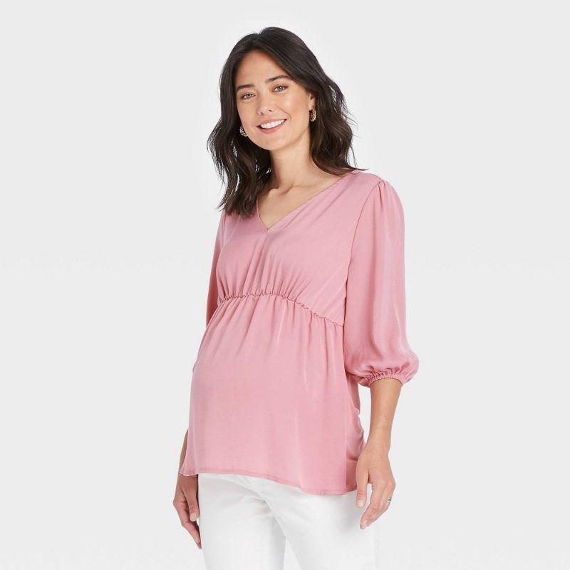 Photo 1 of 3/4 Sleeve Knit Woven Maternity Blouse - Isabel Maternity by Ingrid & Isabel™ Size: XXL
