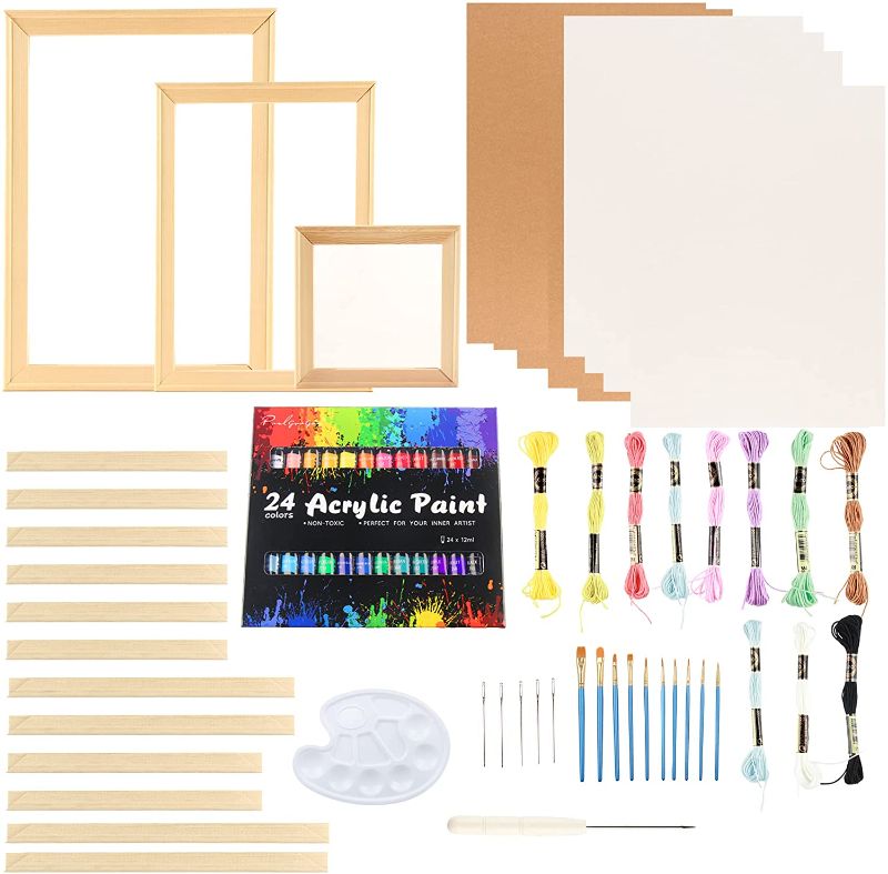 Photo 1 of 2 in1 Beginners Painting Embroidery Set,10 Pack Embroidery Starter Kit for Beginners,Beginner Embroidery Kit for Adults,Aesthetic Wall Art Bedroom
