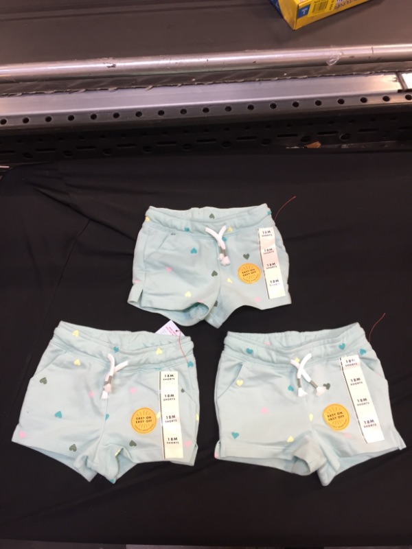 Photo 1 of Generic Teal Heart Shaped Shorts for Baby Girl 18M. Pack of 3