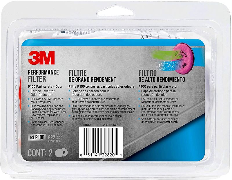 Photo 1 of 3M P100 Particulate Filter with Nuisance Level Organic Vapor Release, 2-Pair
