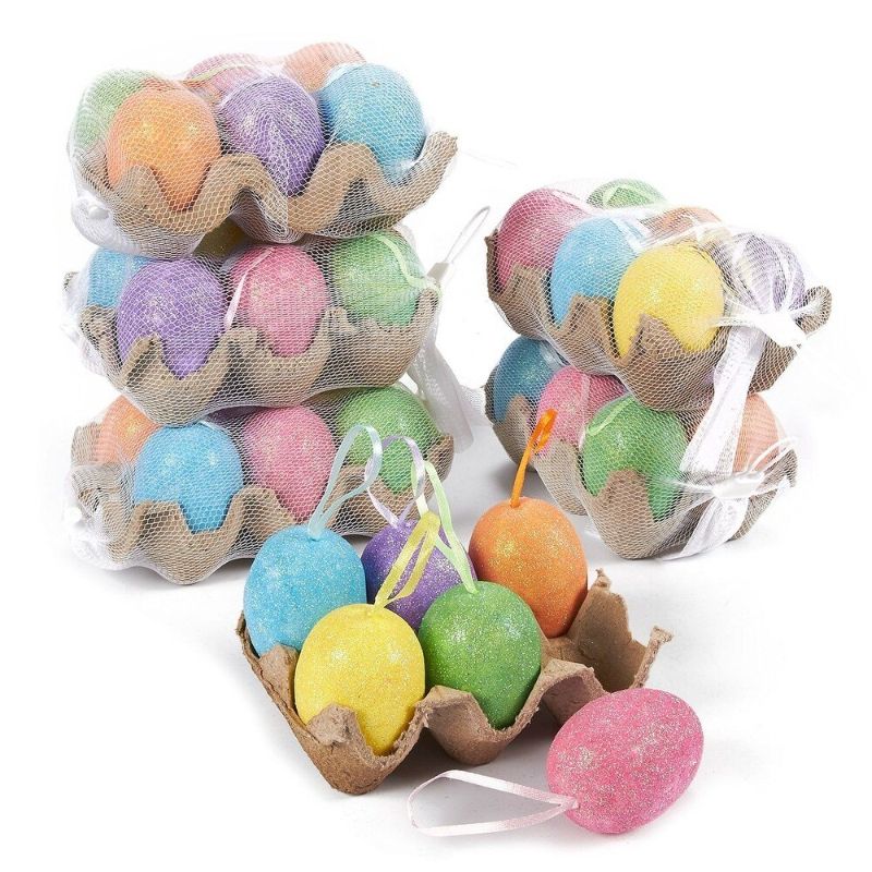 Photo 1 of 36 Pack Plastic Sparkling Easter Egg Ornaments Home Decorations - Decorative Hanging Easter Eggs for DIY Crafts and Assorted Easter Decorations Multi