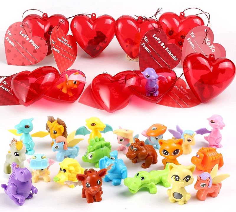 Photo 1 of 28 Pcs Kids Valentine Assembling Animal Toys Set Includes 28 Assembling Block Toy for Kids Valentine Classroom Exchange Party Favors, Valentine Gift Exchange, Game Prizes and Carnivals Gift
