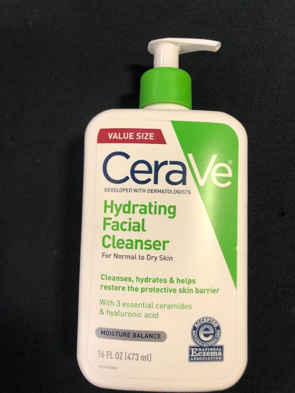 Photo 2 of CeraVe Hydrating Facial Cleanser Moisturizing Non-Foaming Face Wash with Hyaluronic Acid, Ceramides & Glycerin 16 Fluid Ounce

