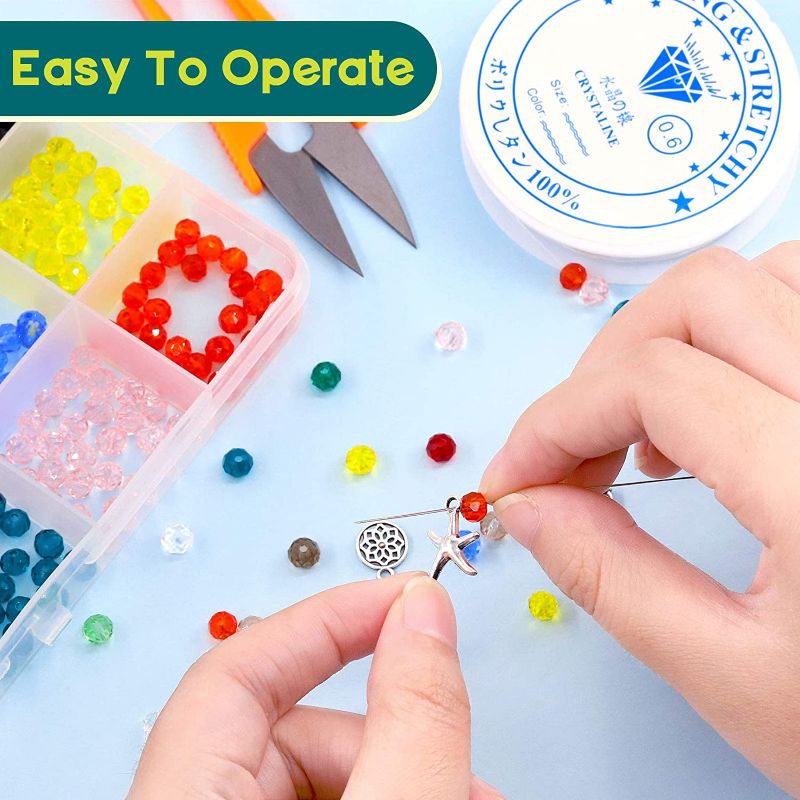 Photo 1 of Beads Kit for Bracelets, Necklaces, Earrings & Other DIY Beading Jewelries, with 0.6mm Elastic Cording, Craft Scissor?Eyepin & Rustic Pendant