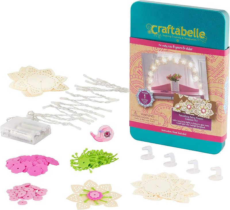 Photo 1 of Craftabelle – Twinkling Fairy Flowers Creation Kit – DIY Twinkle Lights for Bedroom – 106pc String Light Set with Accessories – DIY Arts & Crafts for Kids Aged 8 Years 
