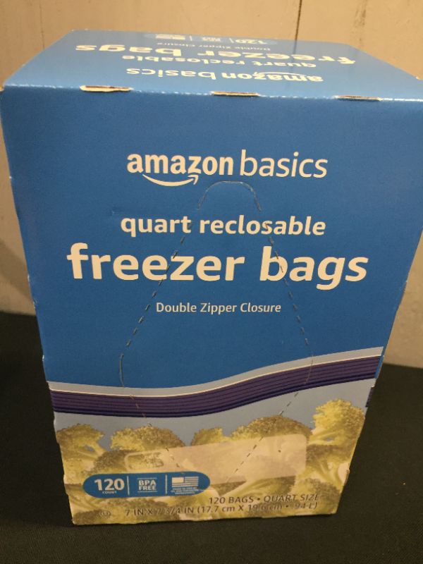 Photo 2 of Amazon Basics Freezer Quart Bags, 120 Count (Previously Solimo)
