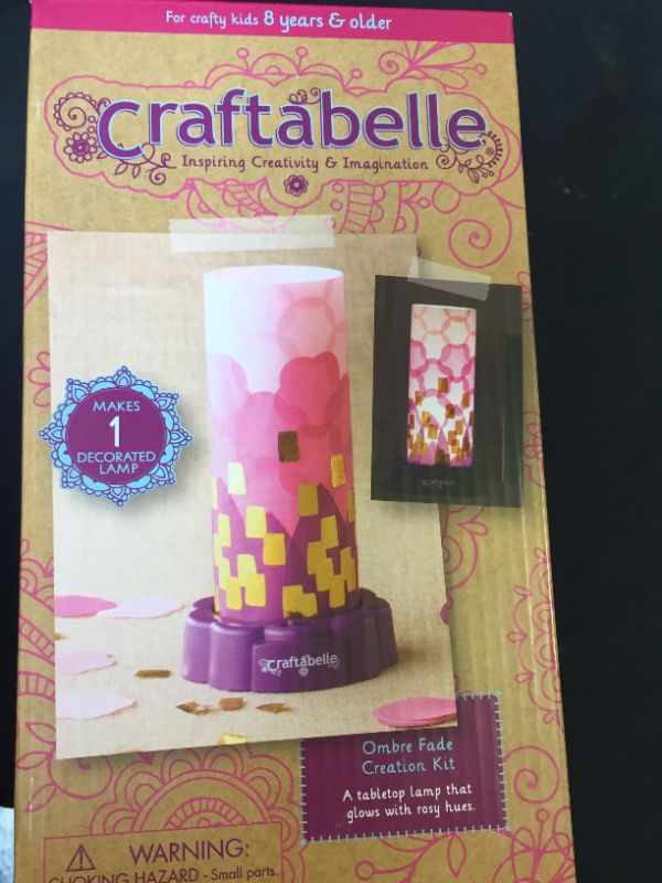 Photo 2 of Craftabelle – Ombre Fade Creation Kit – Lampshade Decorating Kit – 323pc LED Lamp Set with Fabric & Accessories – DIY Arts & Crafts for Kids Aged 8 Years +
