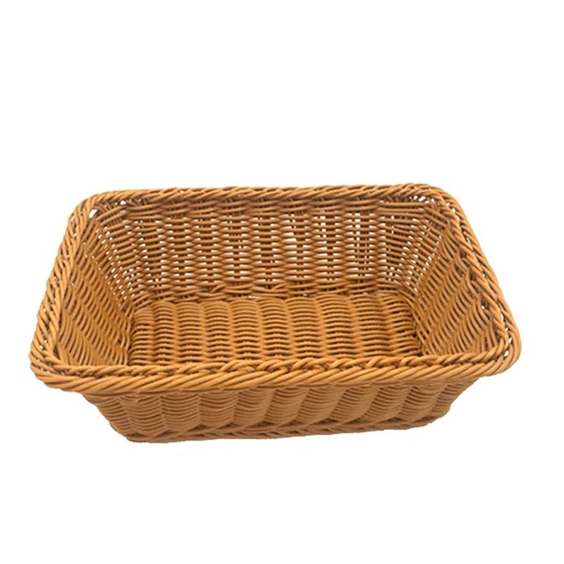 Photo 1 of 12" Wicker Bread Basket, Woven Tabletop Food Fruit Vegetables Serving, Restaurant Serving Basket (12X8X4 inch)
