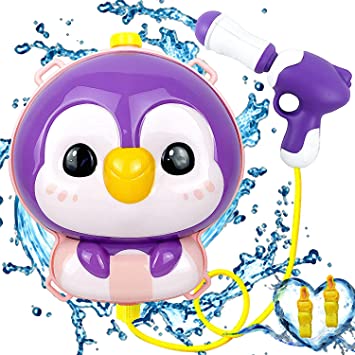 Photo 1 of Backpack Water Gun for Kids, Soaker Squirt Gun, Water Gun with 2.4 L Capacity Tank Adjustable Straps, Water Blaster for Kids 2+ , Summer Gift for Kids Pool Beach Water Fighting Toys (Penguin)