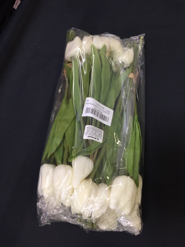 Photo 2 of 30pcs White 14" Artificial Latex Tulips Flowers for Wedding Party Home Decoration (White-30pcs)