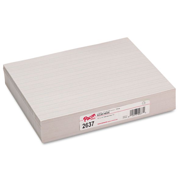 Photo 1 of Pacon Skip-A-Line Ruled Newsprint Paper, 1/2" Two-Sided Long Rule, 8.5 x 11, 500/Pack
