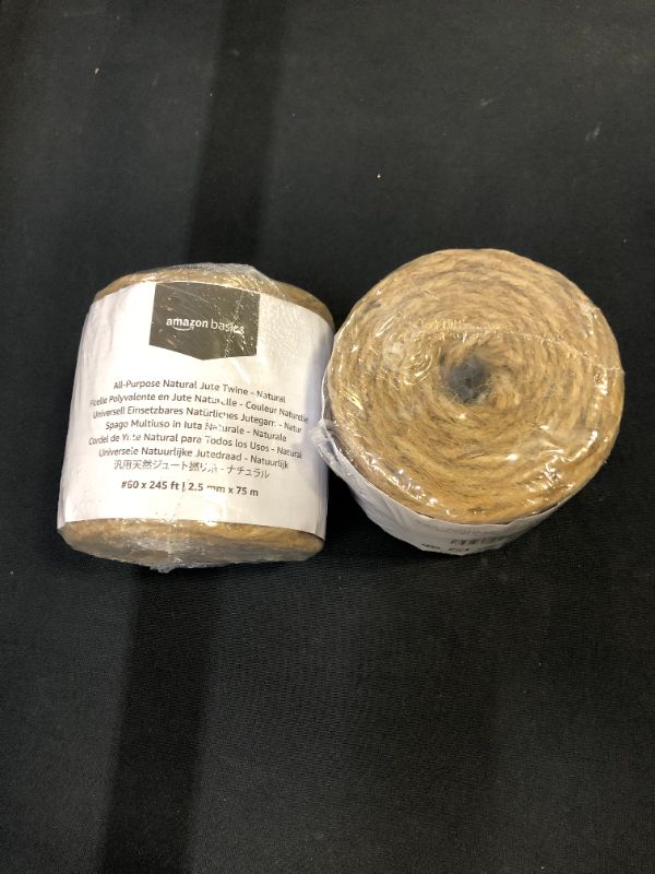 Photo 1 of AMAZON BASICS ALL PURPOSE ALL NATURAL JUTE TWINE 60 X 245 FT - 2 PCK