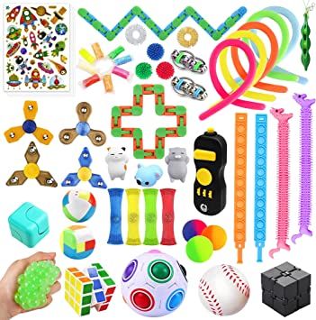 Photo 1 of 60 Pack Sensory Fidget Toys Set, Stress Relief and Anti-Anxiety Toys Assortment for Kids Adults
