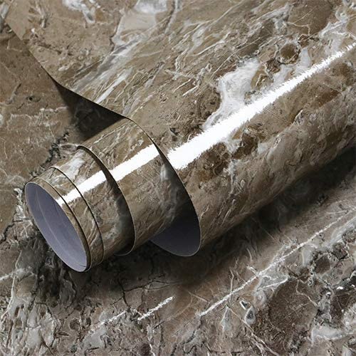 Photo 1 of 15.7"x78.8" Marble Contact Paper Brown Peel and Stick Wallpaper Self Adhesive Removable Marble Contact Paper Countertops Contact Paper for Kitchen Bathroom Cabinet Furniture Waterproof Wallpaper
