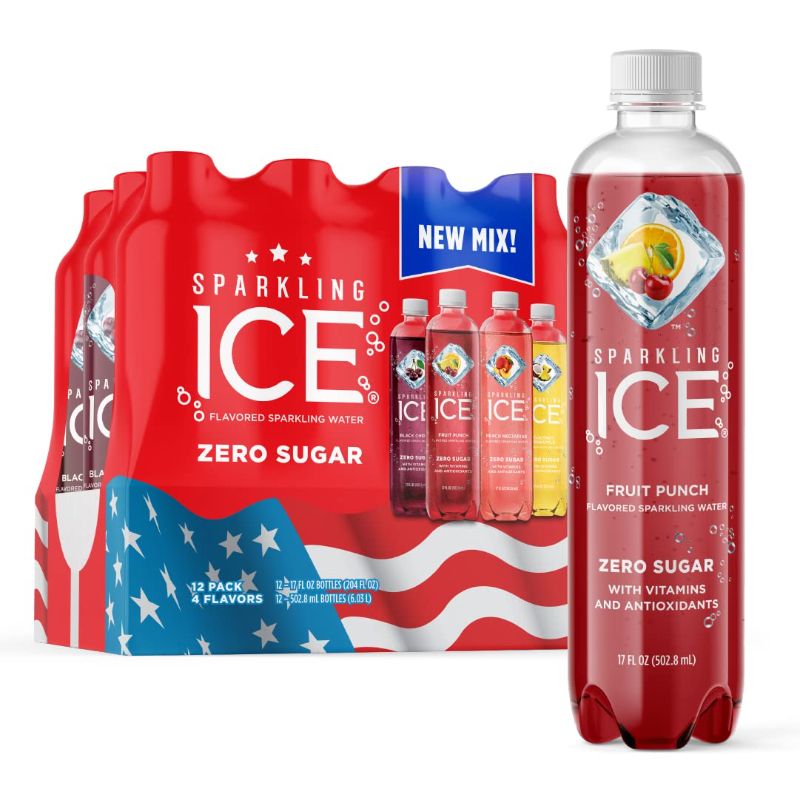 Photo 1 of Sparkling Ice Black Cherry, Pink Grapefruit, Coconut Pineapple,  - Variety Pack, 17 Fl Oz (Pack of 12), Best By July 5 2022
