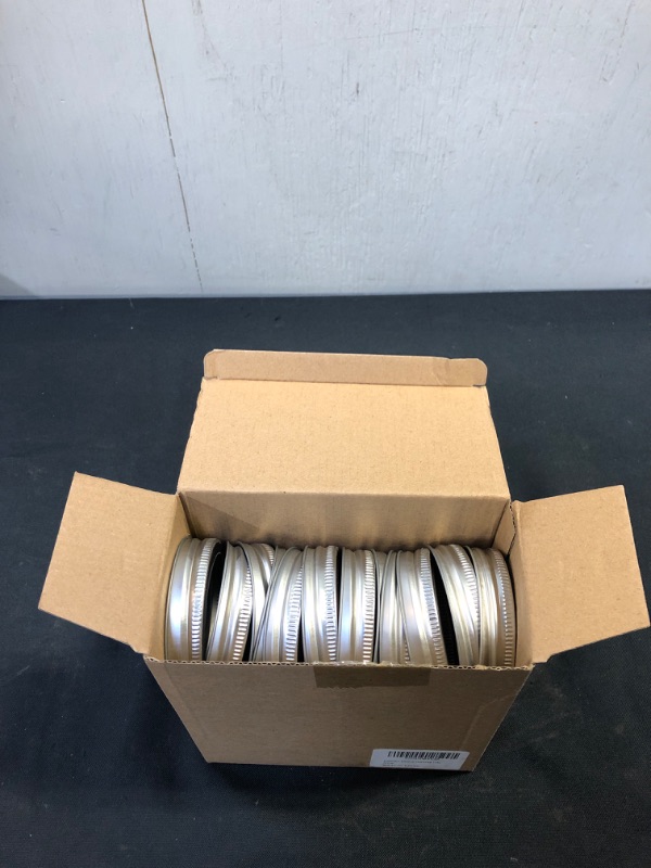 Photo 1 of 24 Lids and Bands Sets for Regular Mouth Mason Jars, Leak Proof Safe Canning Jar Lids and Silicone Seal Ring Discs, Silver
