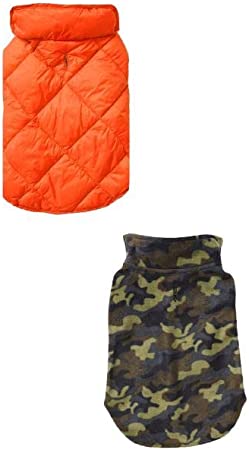 Photo 1 of 32 Degrees 2 Pack Winter Dog Coat | Quilted and Fleece Vest for Cold Weather | Camo/Carrot, Small
