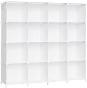 Photo 1 of 16-Cube Storage Shelf, Storage Bookcase Bookshelf with Metal Hammer, Storage Cubes Organizer Cabinet for Kids, Closet, Bedroom, Bathroom, (11.8x11.8x11.8 inch)
