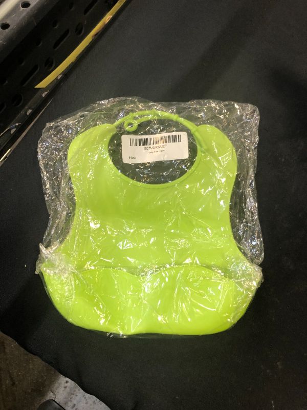 Photo 2 of Dreamslink Waterproof Silicone Drool Baby Bib, Green
