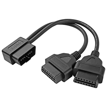 Photo 1 of 30cm/12 OBD2 OBD II Splitter Extension Y J1962 16 Pin Cable Male to Dual Female Cord Adapter --- 2 PACK 
