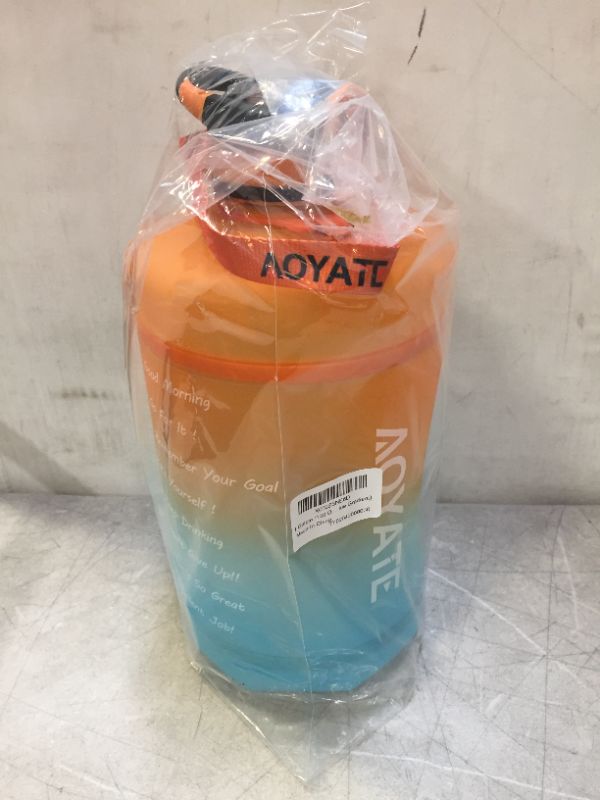 Photo 2 of 1 Gallon /128 OZ Motivational Water Bottle with Time Marker & Straw, Leakproof Large Water Jugs with Handle, [Wide Mouth] Tritan BPA Free Sports Water Bottle for Fitness Gym Outdoor Sports (Orange/Blue Gradient)
