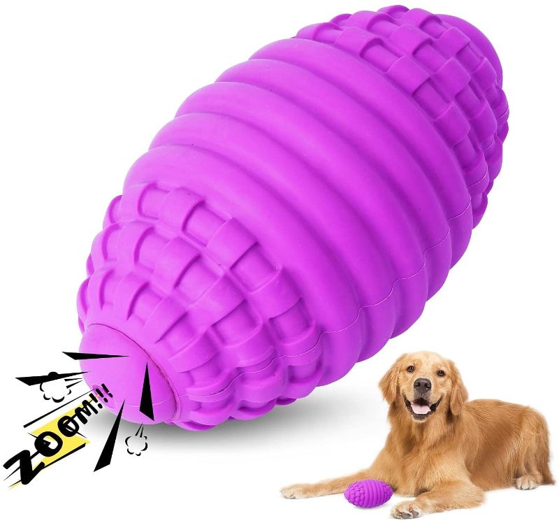 Photo 1 of Dog Chew Toys for Aggressive Chewers,Squeaky Dog Toys Almost Indestructible Rubber Dog Toys Ball for Medium and Large Breed(Purple)