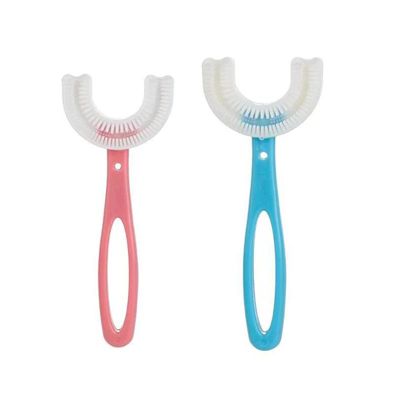 Photo 1 of soobei Kids U-Shaped Toothbrush ,Food Grade Soft Silicone Brush Head, 360° Oral Teeth Cleaning Design for Toddlers and Children (2-6Ages, Pink + Blue?2 Pack?)