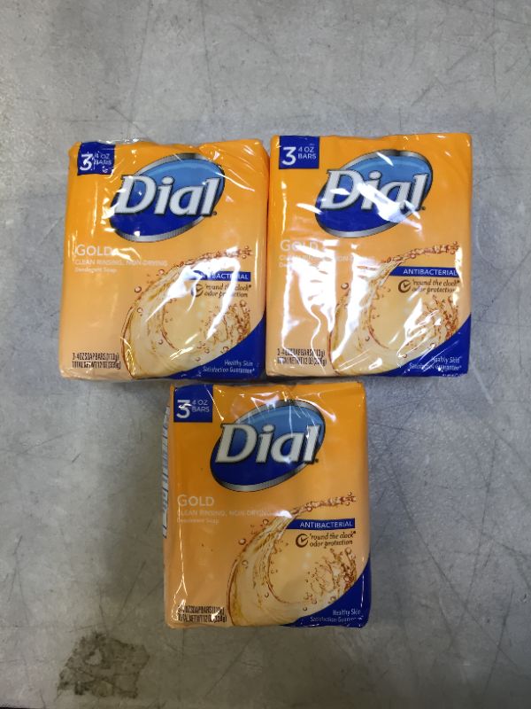 Photo 2 of 3 PACK- Dial Antibacterial Deodorant Bar Soap, Pack of 3 Gold Bars,4oz