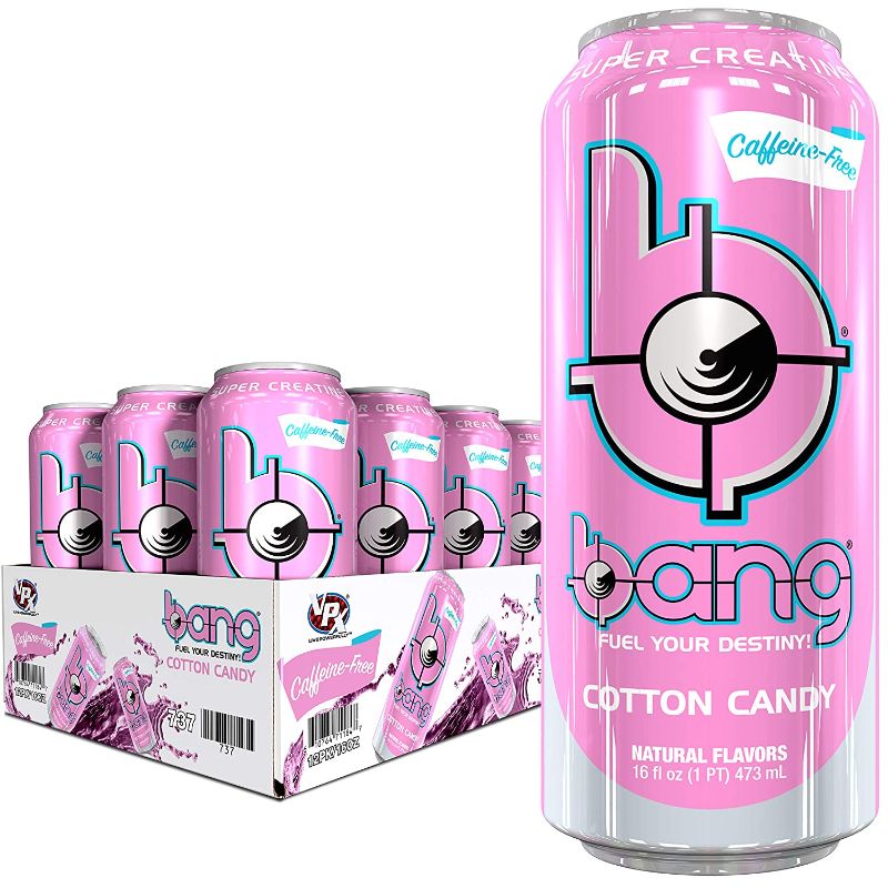 Photo 1 of BANG Energy Vpx Bang Rtd, (Pack Of 1) Cotton Candy 192 Fl Oz CAFFEINE FREE
EXP 01/2022