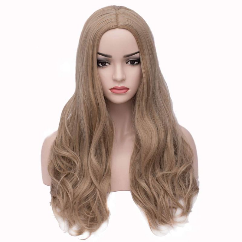 Photo 1 of BERON 24’’ Long Wavy Wig Center Parted Full Synthetic Wigs Wig Cap Included (Light Brown)