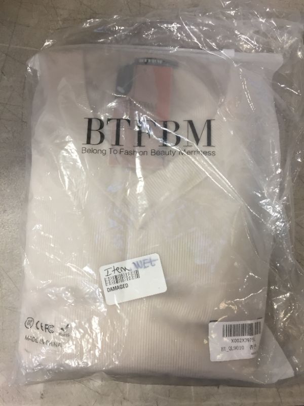 Photo 1 of BTFBM Women's Casual V Neck Ribbed Knitted Shirts Pullover Tunic Tops Loose Balloon Sleeve Solid Color Blouses Top SIZE SMALL