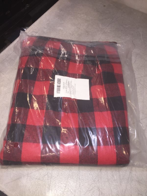 Photo 2 of 48 Inch Large Buffalo Red Plaid Christmas Tree Skirt - Black and Red Checked Christmas Tree Skirts Double Layer Tree Skirt for Holiday Party Mat Decorations
