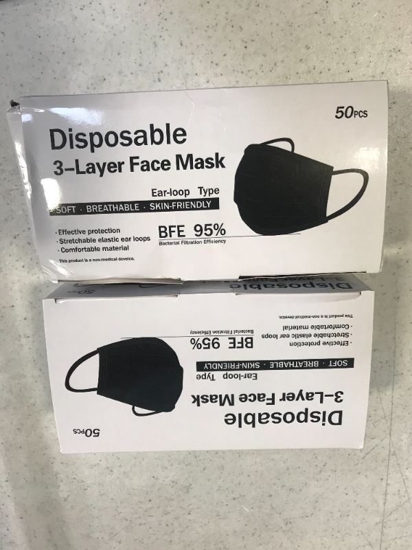Photo 2 of 100 black disposable face mask
