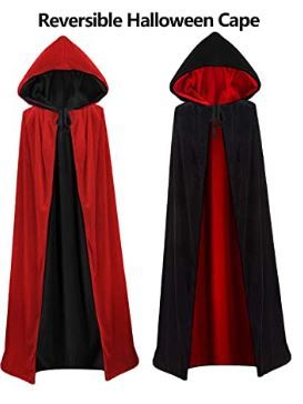 Photo 1 of Hooded Cloak Long Reversible Velvet Robe Cape Medium 59inch