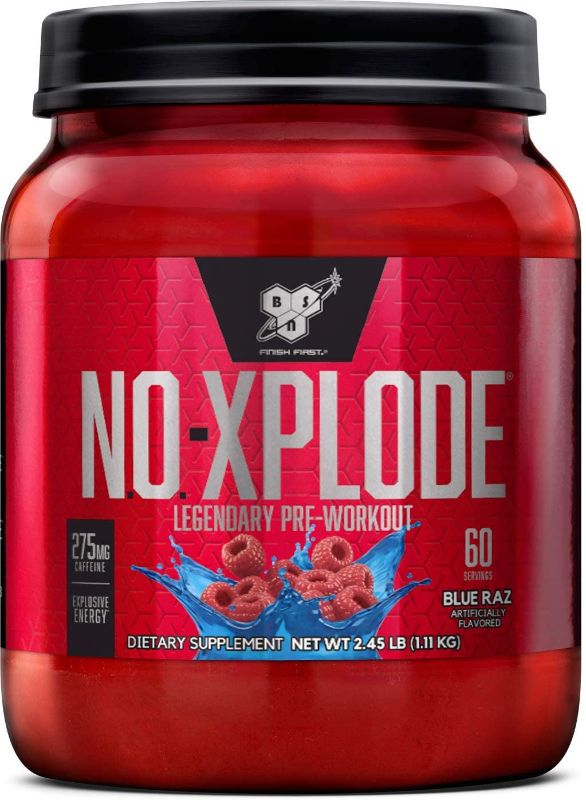 Photo 1 of BSN N.O.-XPLODE Pre Workout Powder, Energy Supplement for Men and Women with Creatine and Beta-Alanine, Flavor: Blue Raz, 60 Servings
