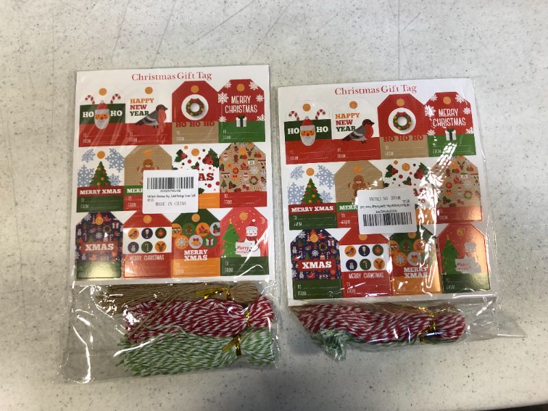 Photo 1 of 144 Pack Christmas Paper Gift Tags, Pre-Punched Xmas Paper Tags for DIY Xmas Holiday Present Wrap Stamp and Label Package Name Card 2 packs