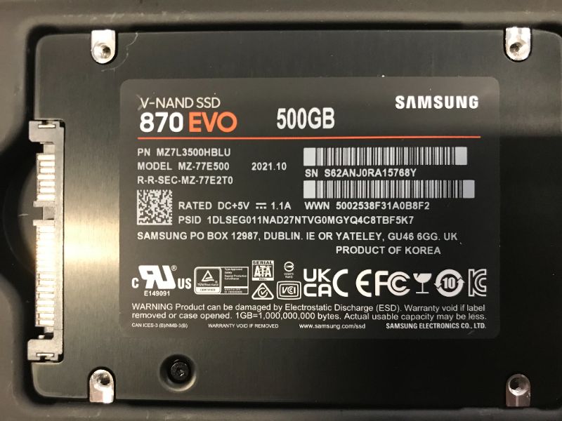 Photo 1 of Samsung Electronics 870 EVO 500GB 2.5 Inch SATA III Internal SSD 
